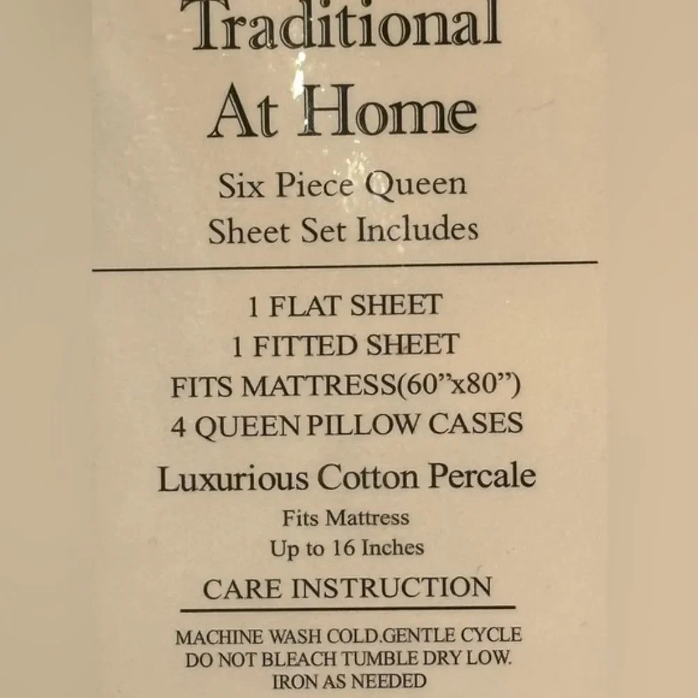 Traditionall at Home 6pc Queen Sheet Set Blue Abstract Squares - Picture 7 of 7